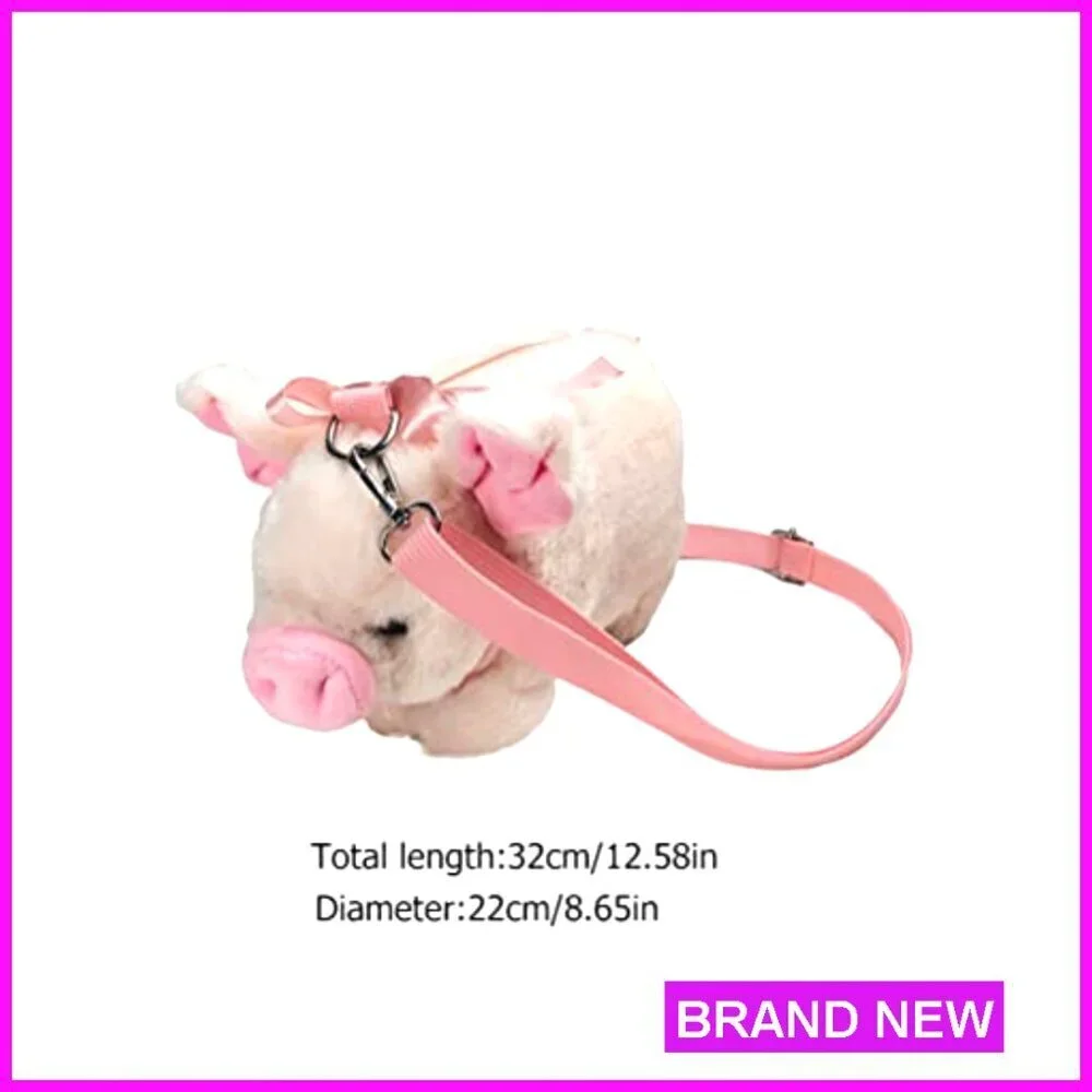 Plush Pig Crossbody Bag Kawaii Satchel Adjustable Strap Kids Gift